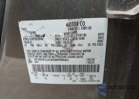 2013 Ford Edge Sel z USA, uszkodzony, nr VIN 2FMDK3JC6DBE09920